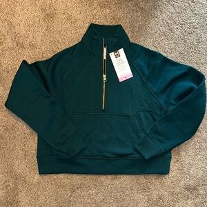 Half-Zip Pullover cropped sweatshirt emeral green